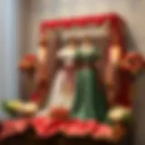 Traditional wedding trousseau displayed elegantly