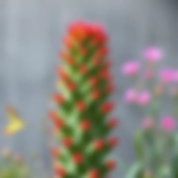 A tall cactus flower showcasing its unique shape and vibrant colors