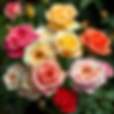 Different species of roses showcasing unique colors and shapes