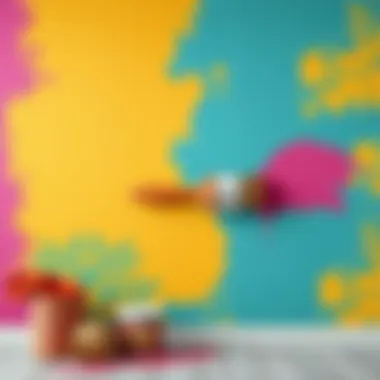 Vibrant wall wallpaper with paintbrush
