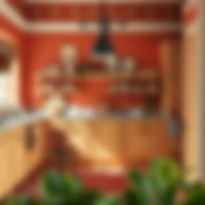 Warm Color Palette in Classic English Kitchen Warm color palette in a classic English kitchen with vintage decor