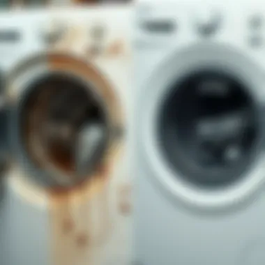 Comparison of dirty versus clean washing machine components