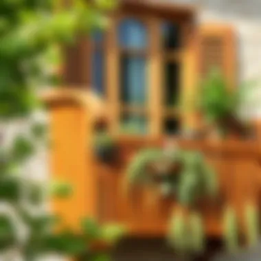 Elegant wooden balcony design with plants