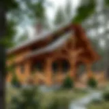 A beautifully crafted wooden house surrounded by nature