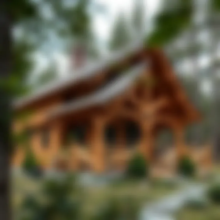 A beautifully crafted wooden house surrounded by nature