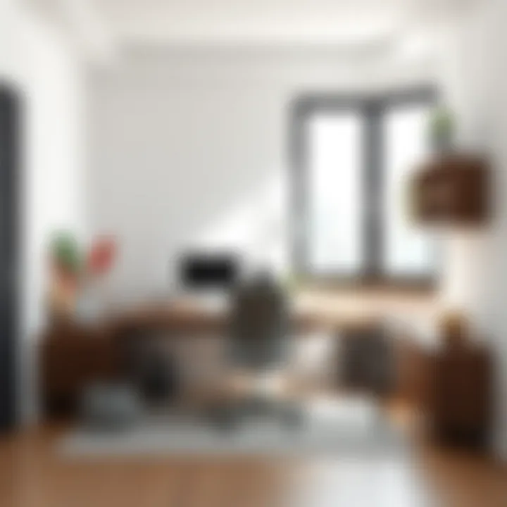 Elegant minimalist workspace design with natural lighting