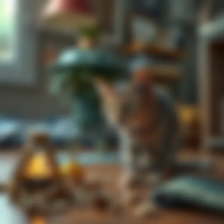 A street cat exploring its new territory at home