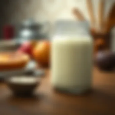 Homemade Yogurt in a Jar A jar filled with homemade yogurt on a wooden table