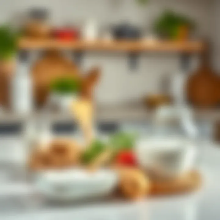 Essential Ingredients for Yogurt Ingredients for yogurt preparation on a kitchen countertop