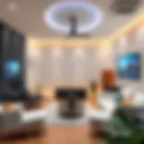 Modern gaming room with sleek furniture and ambient lighting