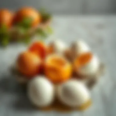 Eggs in various stages of cooking