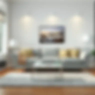 A pristine living room with a clean sofa